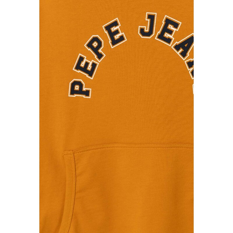 Dětská mikina Pepe Jeans oranžová barva, s kapucí, s potiskem