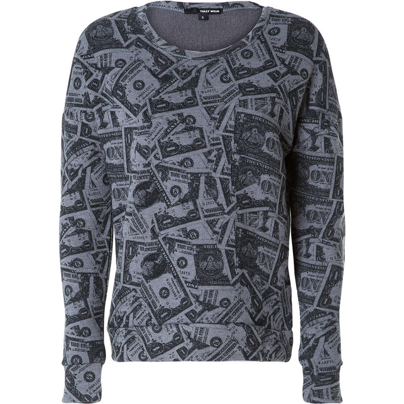 Tally Weijl Grey "Dollar" Print Sweater