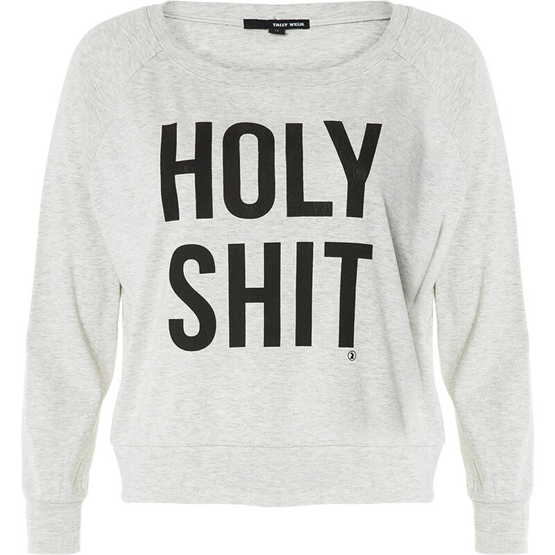 Tally Weijl Grey "Holy Shit" Print Sweater