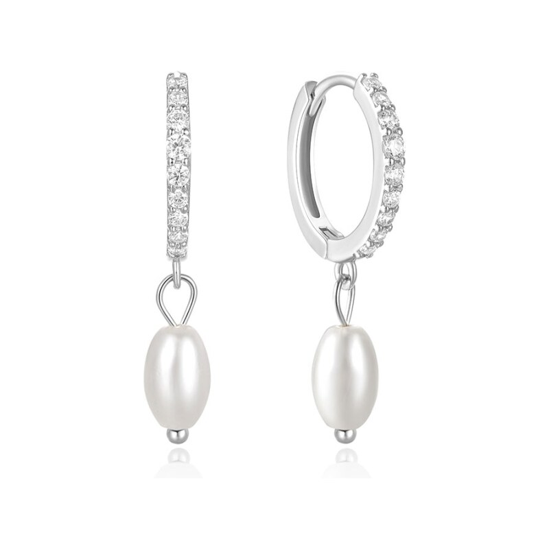 GRACE Silver Jewellery Stříbrné náušnice s perlou Enya, stříbro 925/1000