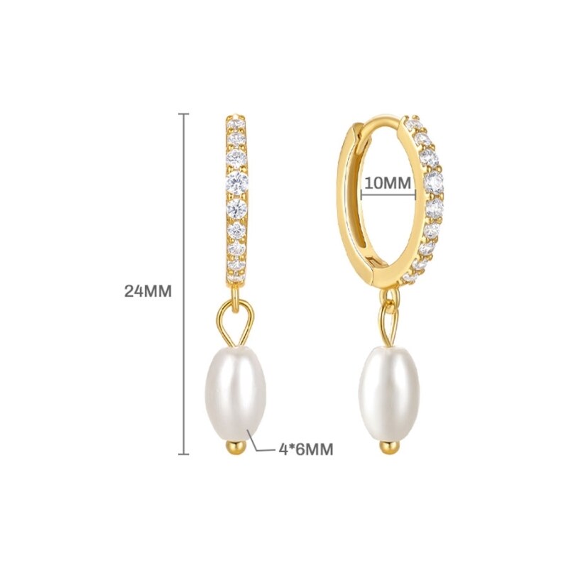 GRACE Silver Jewellery Stříbrné náušnice s perlou Enya Gold, stříbro 925/1000