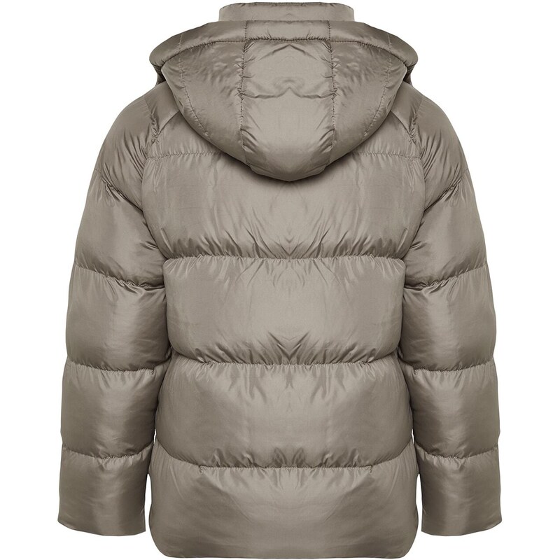 Trendyol Mink Oversize vodoodpudivý nafukovací kabát s kapucí