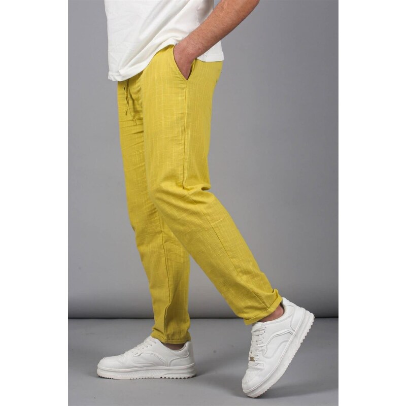 Madmext Yellow Muslin Men's Basic Trousers 5491