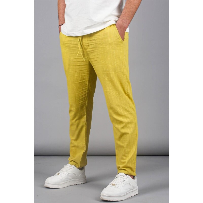 Madmext Yellow Muslin Men's Basic Trousers 5491