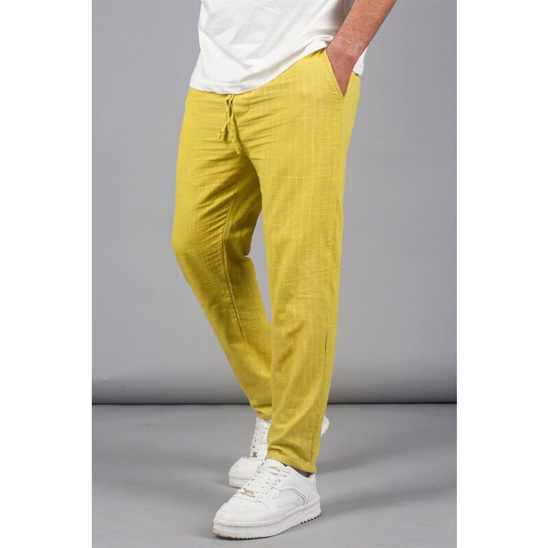 Madmext Yellow Muslin Men's Basic Trousers 5491