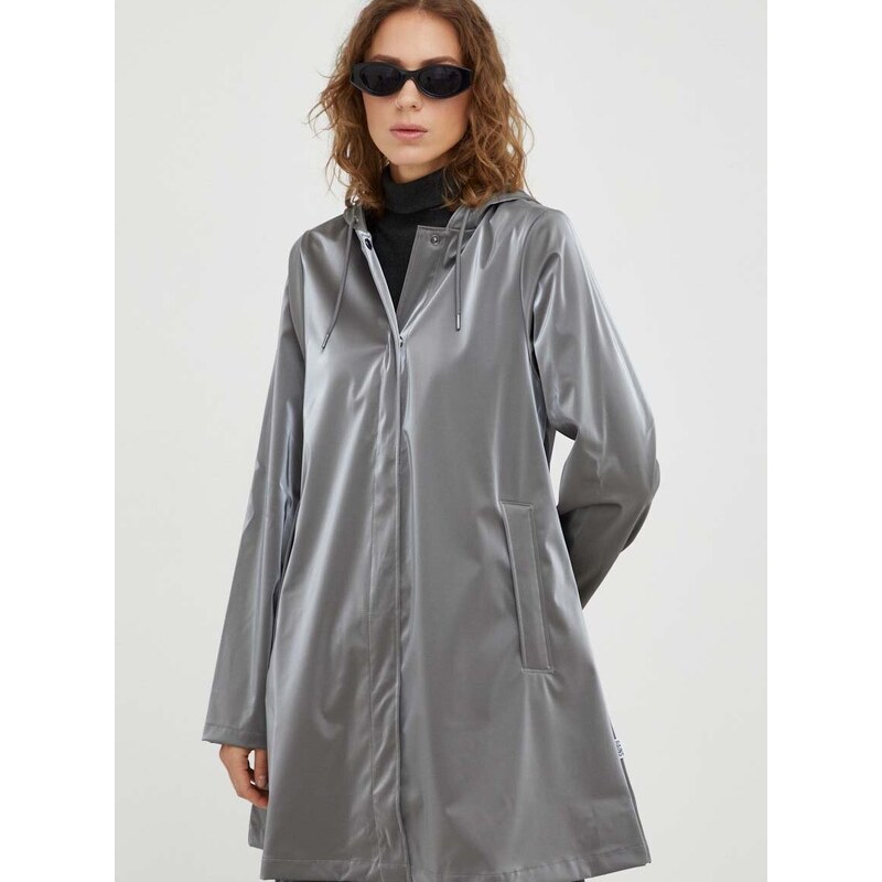 Nepromokavá bunda Rains 18050 Jackets dámská, stříbrná barva, přechodná