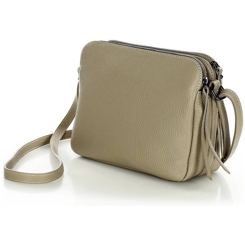 Kožené italské crossbody Kabelky od Hraběnky dvě komory; cappuccino