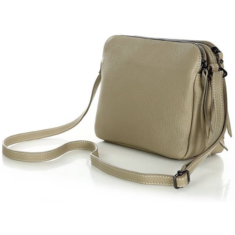 Kožené italské crossbody Kabelky od Hraběnky dvě komory; cappuccino