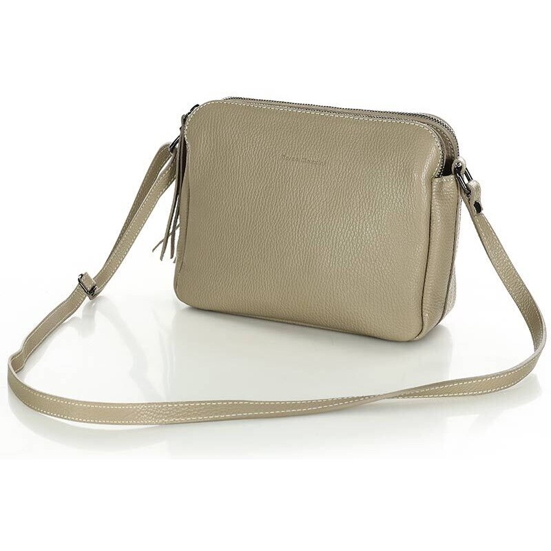 Kožené italské crossbody Kabelky od Hraběnky dvě komory; cappuccino