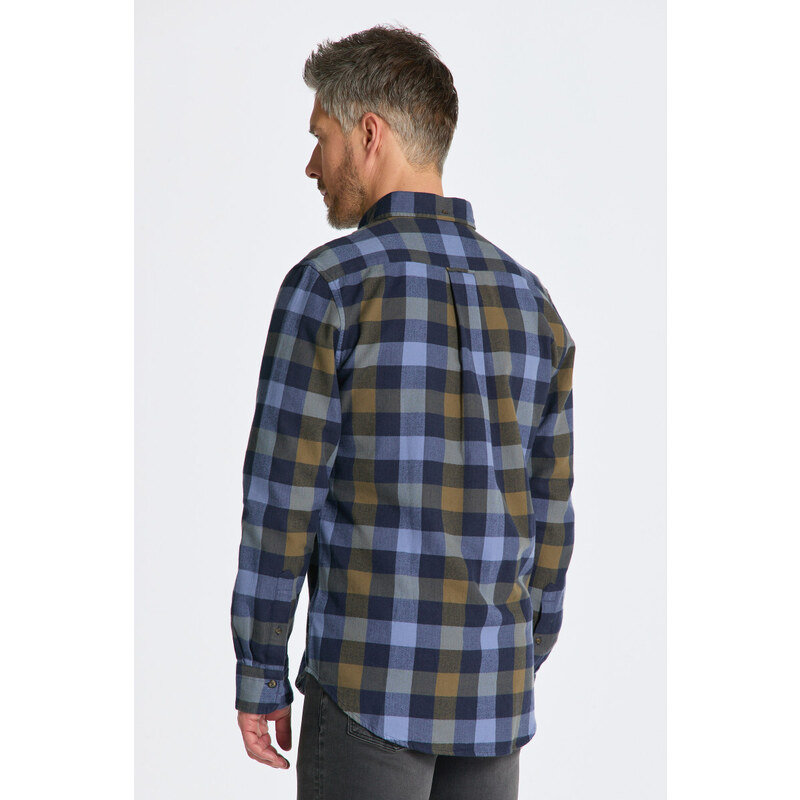 KOŠILE GANT REG HERRINGBONE FLANNEL CHK SHIRT modrá S