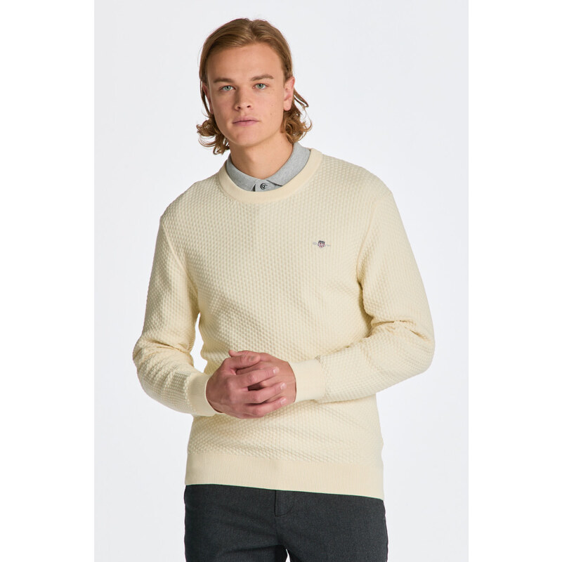 SVETR GANT COTTON TEXTURE C-NECK bílá M