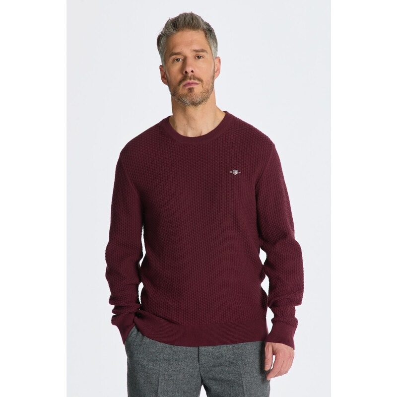 SVETR GANT COTTON TEXTURE C-NECK červená S