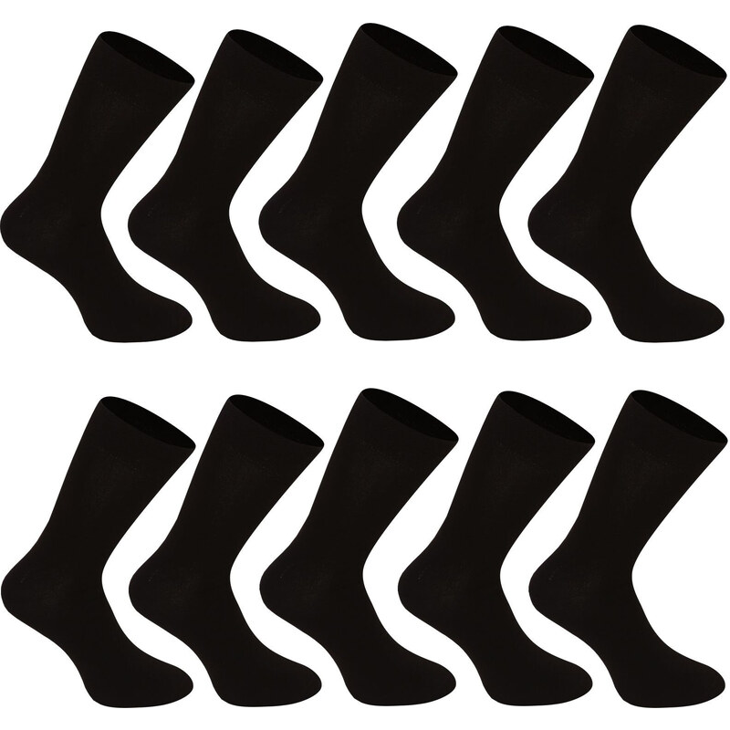10PACK ponožky Nedeto vysoké bambusové černé (10NDTP001) 88136364