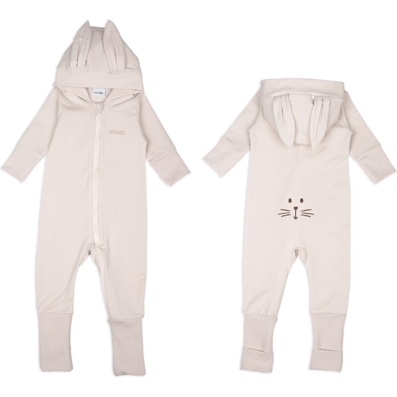 Moniel Dětský rostoucí teplákový overal Králík Basic Light Beige 82117324