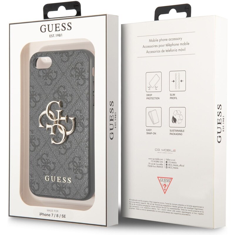 Ochranný kryt pro iPhone 7 / 8 / SE (2020/2022) - Guess, 4G Metal Logo Gray