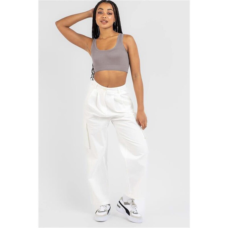 Madmext Smoky Strap Basic Crop Top Blouse