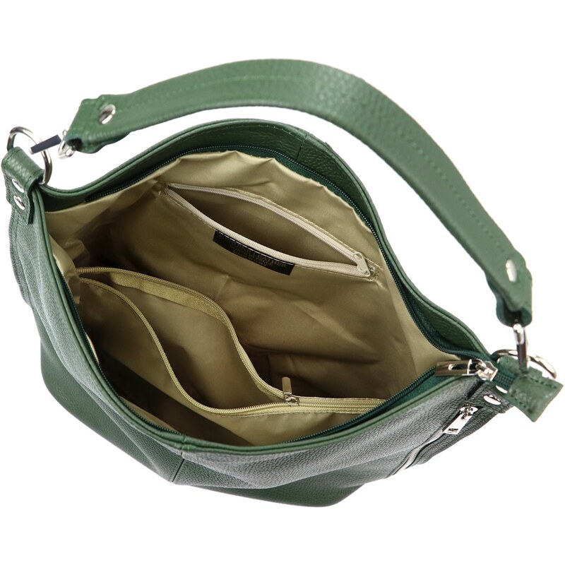 Kožená kabelka přes rameno MiaMore 01-053 zelená
