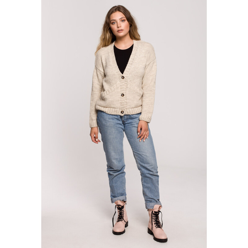 Dámský Cardigan BK074 Beige - BeWear 84752400