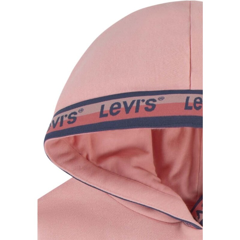 Kojenecká mikina Levi's růžová barva, s kapucí, s aplikací