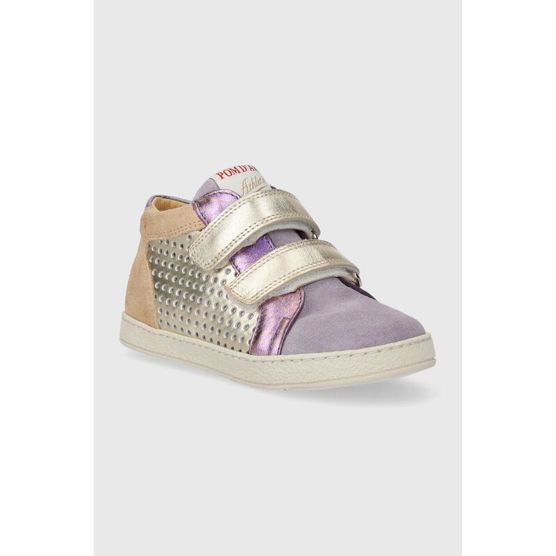 Dětské kožené sneakers boty Pom D'api fialová barva