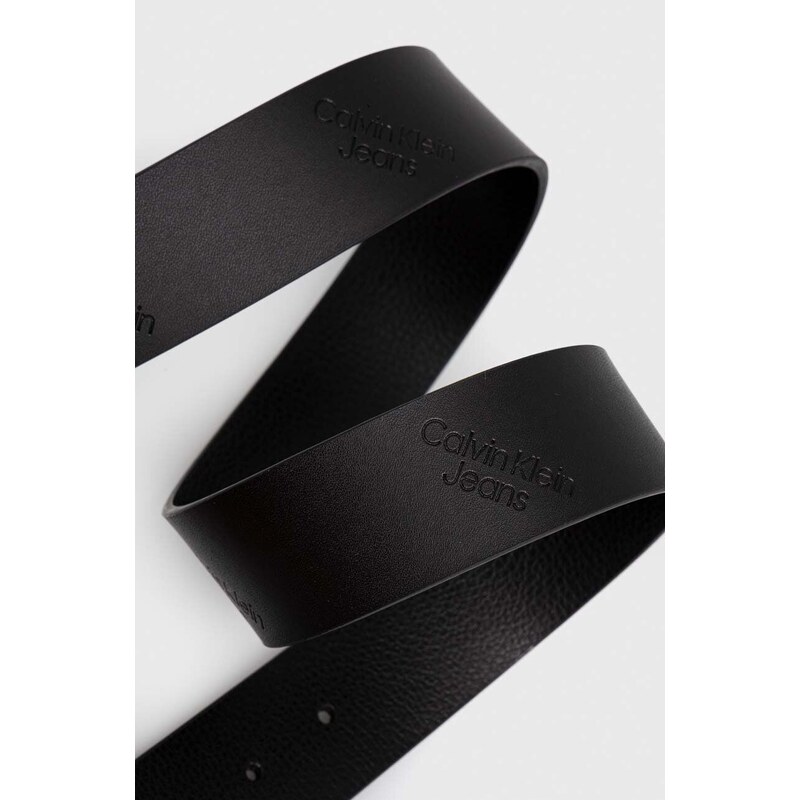 Oboustranný kožený pásek Calvin Klein Jeans pánský, černá barva