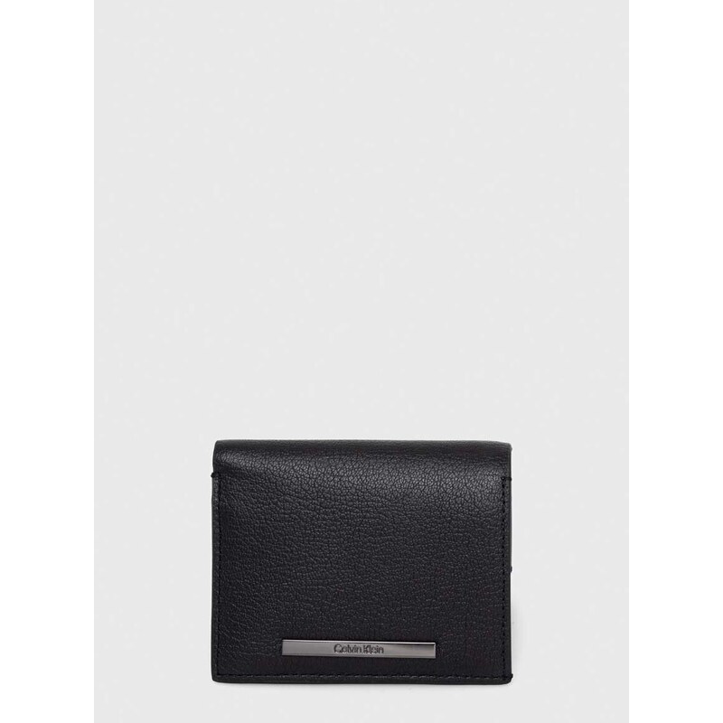 Kožená peněženka Calvin Klein černá barva