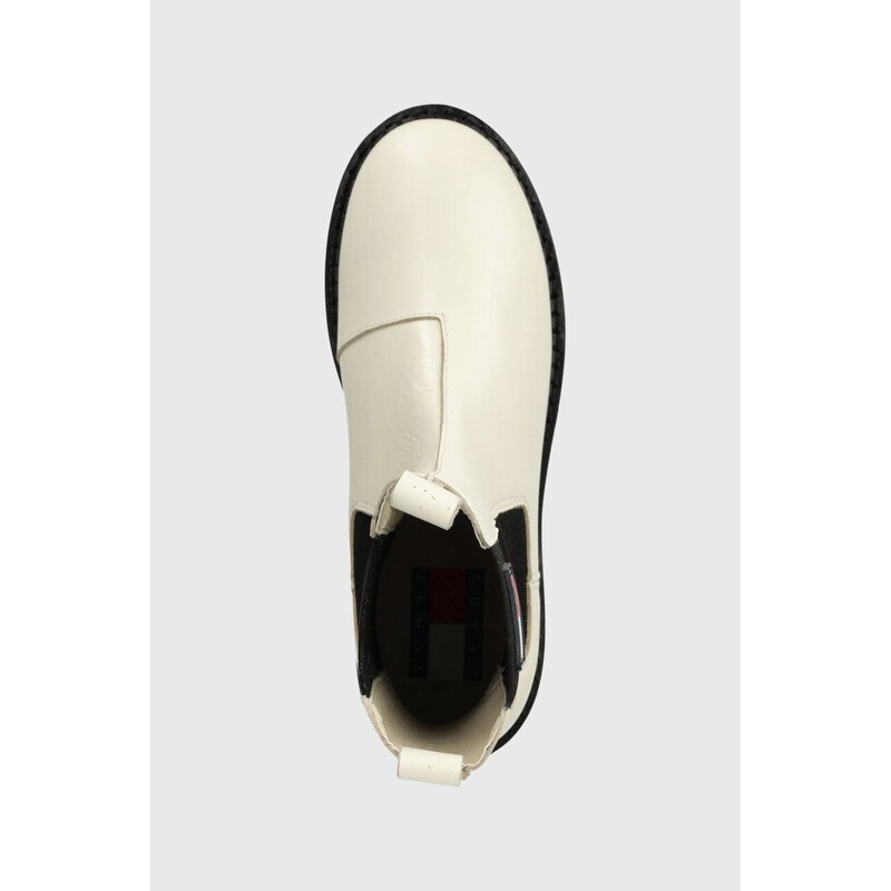Kožené kotníkové boty Tommy Jeans TJW URBAN CHELSEA dámské, bílá barva, na platformě, EN0EN02298