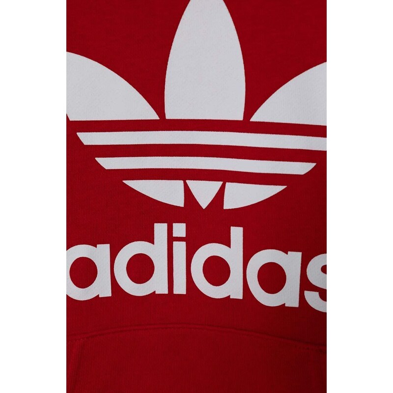Dětská mikina adidas Originals TREFOIL červená barva, s kapucí, s potiskem