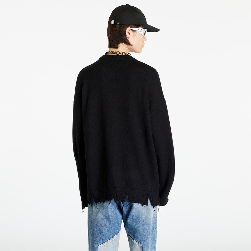 Pánský svetr HERON PRESTON Shredded Knit Crewneck Black/ White