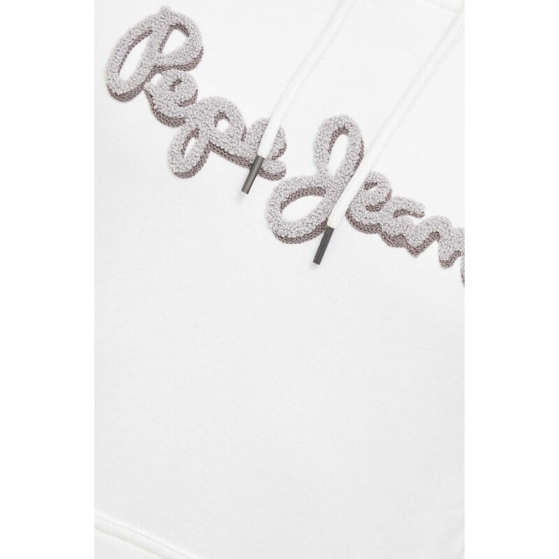 Bavlněná mikina Pepe Jeans Ryan pánská, bílá barva, s kapucí, s aplikací