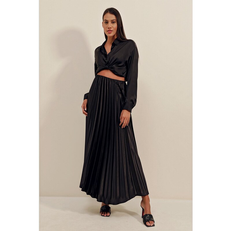 Bigdart 1896 Leather Look Pleated Skirt - Black