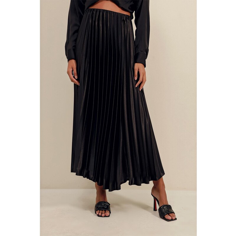 Bigdart 1896 Leather Look Pleated Skirt - Black