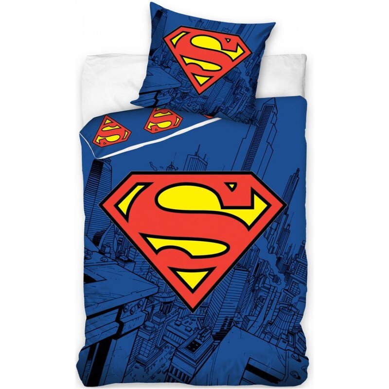 Carbotex Bavlněné ložní povlečení Superman - 100% bavlna Renforcé - 70 x 90 cm + 140 x 200 cm