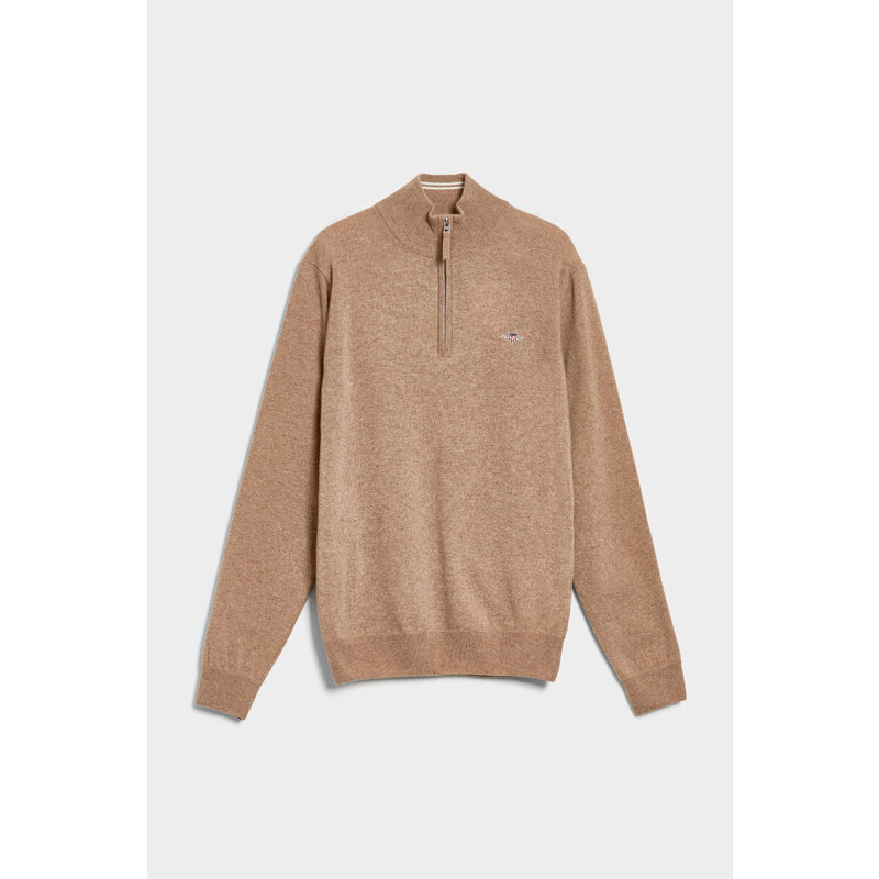 SVETR GANT SUPERFINE LAMBSWOOL HALF ZIP hnědá S