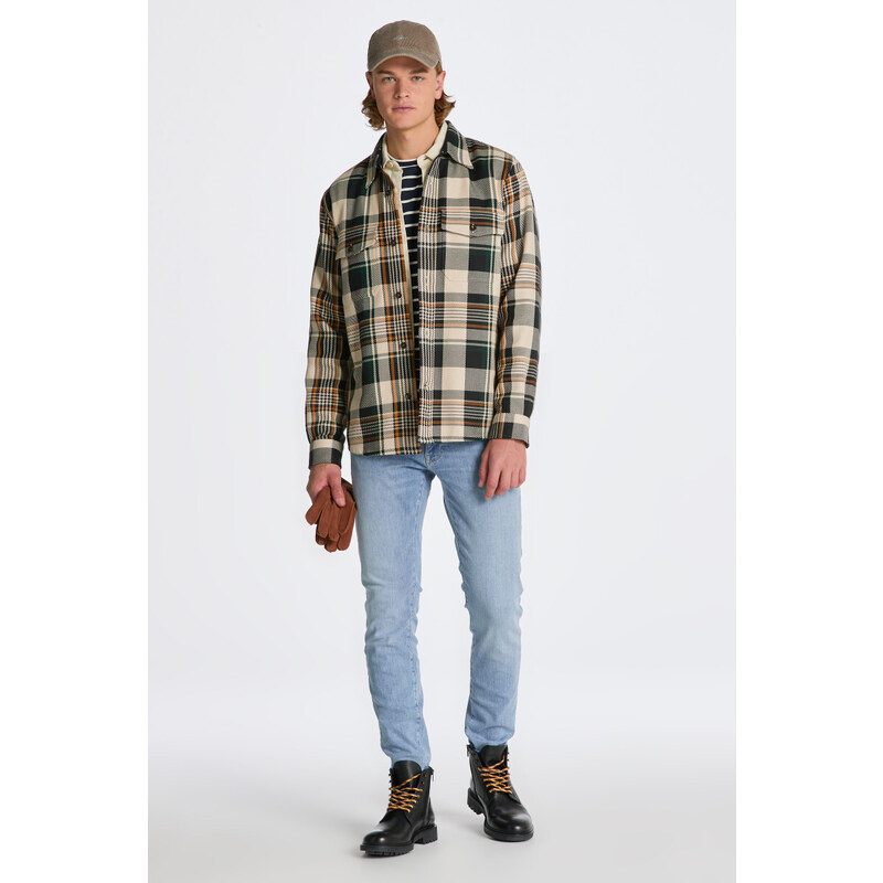 KOŠILE GANT HEAVY TWILL CHECK OVERSHIRT bílá S