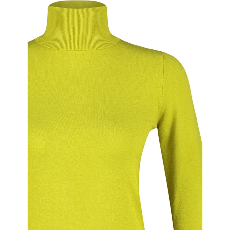 Trendyol Oil Green Premium / Special Yarn High Neck Basic Knitwear Sweater