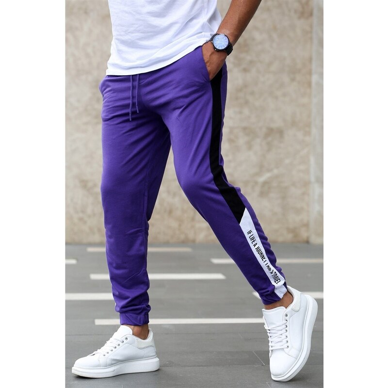 Madmext Purple Tracksuit with Side Stripes 2928