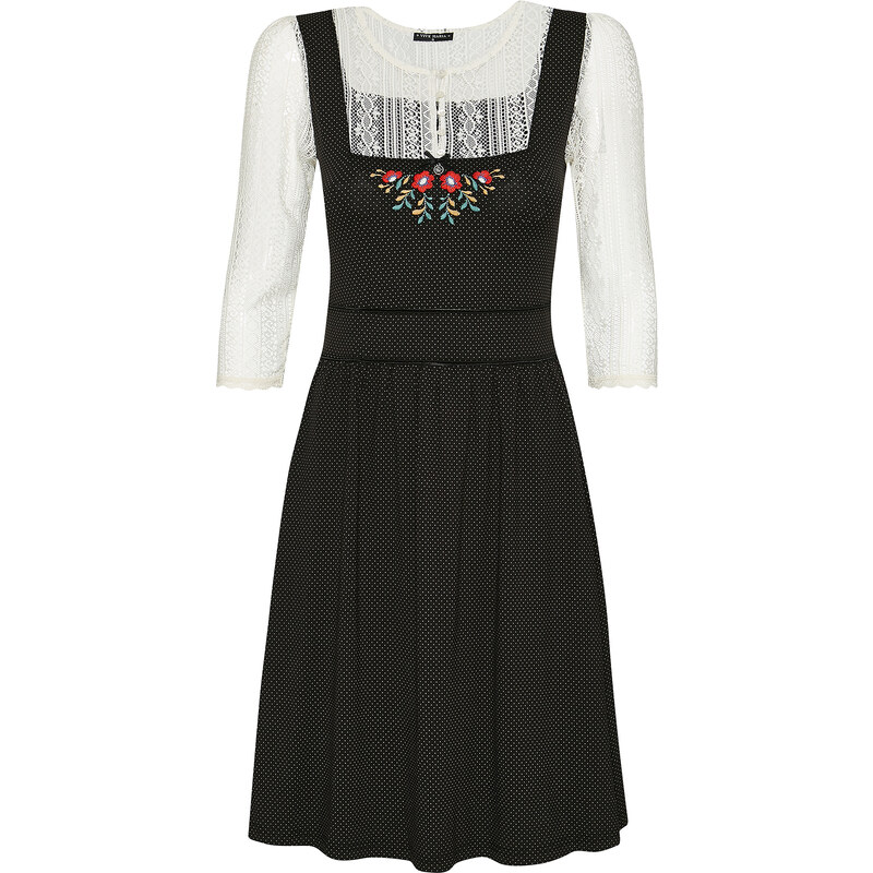 Meadow Girl - krajkové áčkové šaty krémová/černá Vive Maria