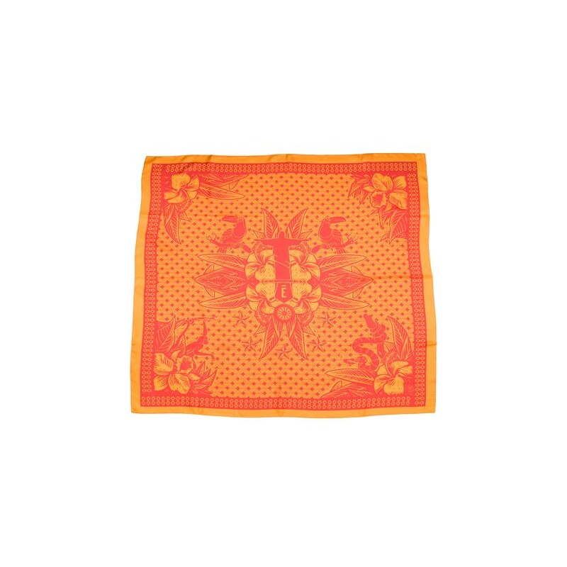 Velký hedvábný šátek "Corcovado" v červené a oranžové barvě, A Piece of Chic