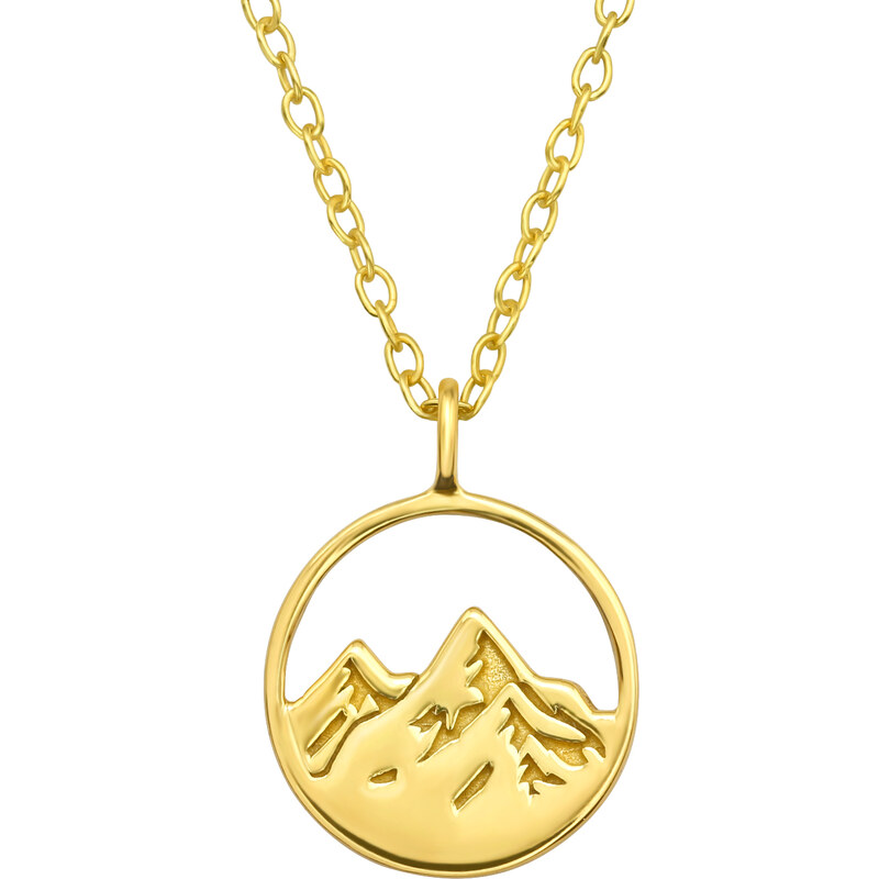 OLIVIE Stříbrný náhrdelník SILVER MOUNTAIN GOLD 7665