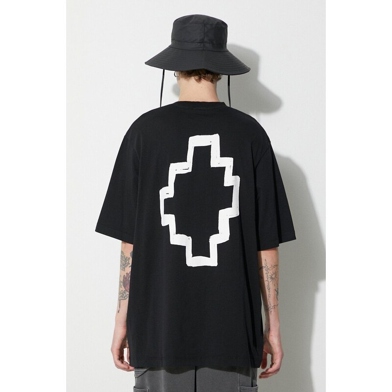 Bavlněné tričko Marcelo Burlon Tempera Cross černá barva, s potiskem
