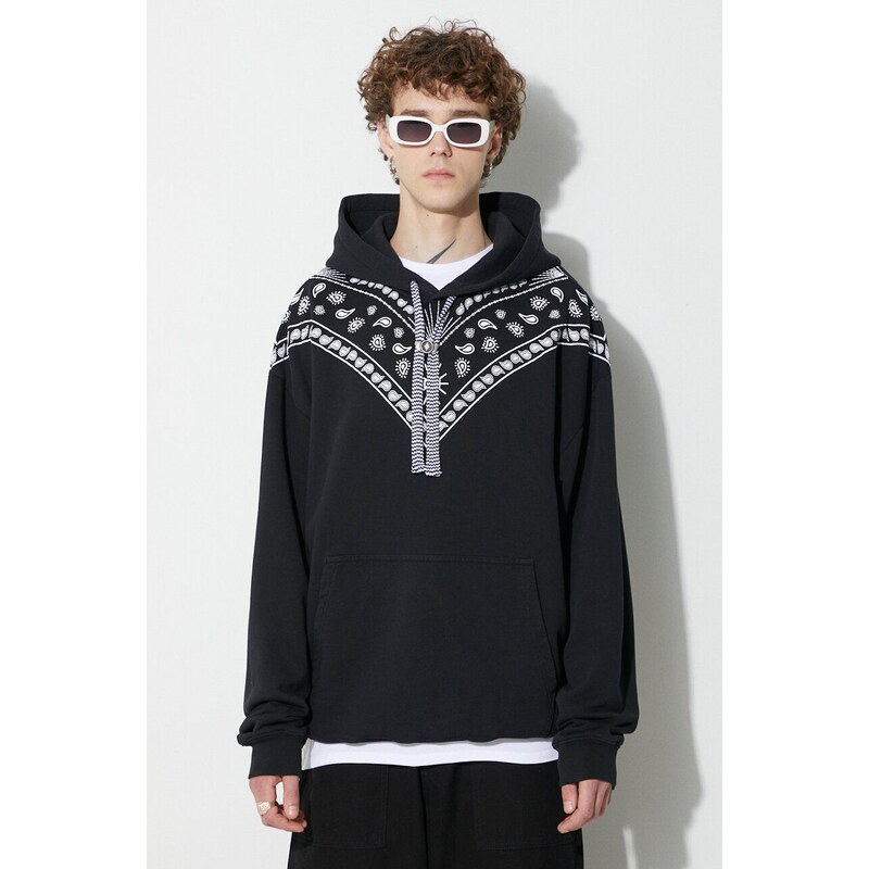 Bavlněná mikina Marcelo Burlon Bandana pánská, černá barva, s kapucí, potiskem