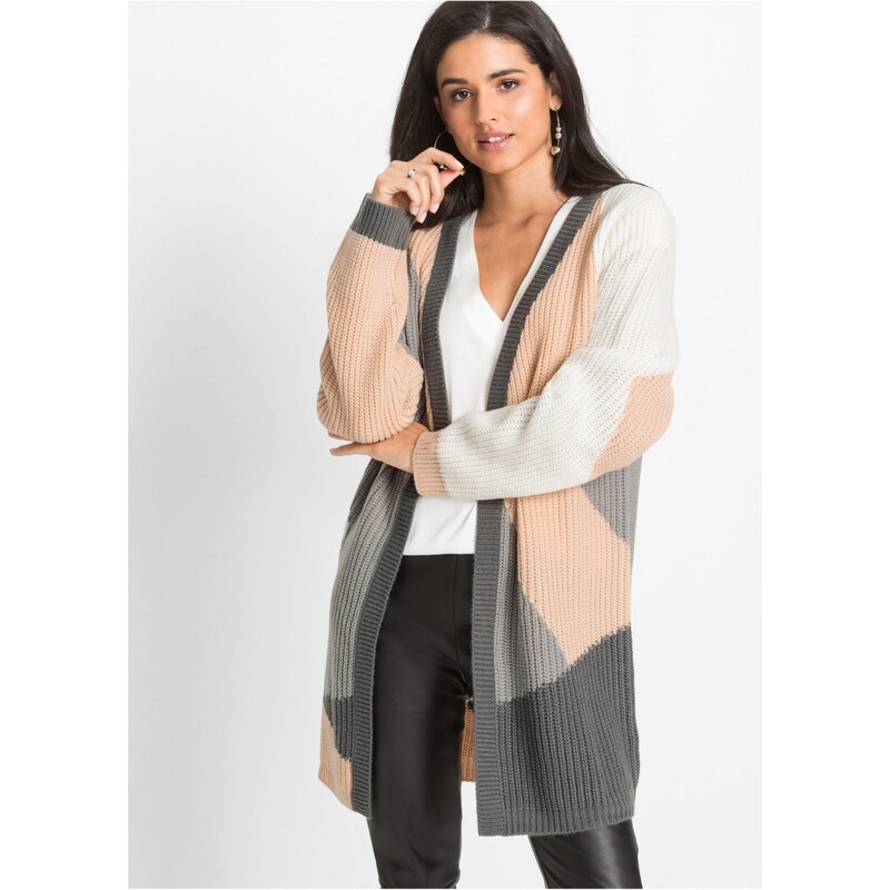 bonprix Oversize pletený kabátek béžová Žena 115714495