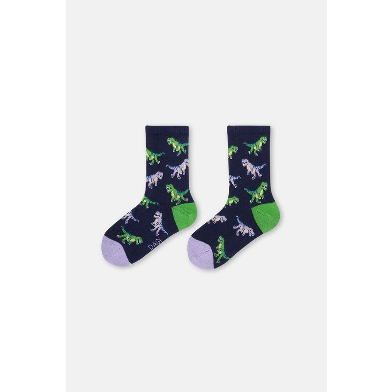 Dagi Navy Blue Boy Dinosaur Patterned Socks