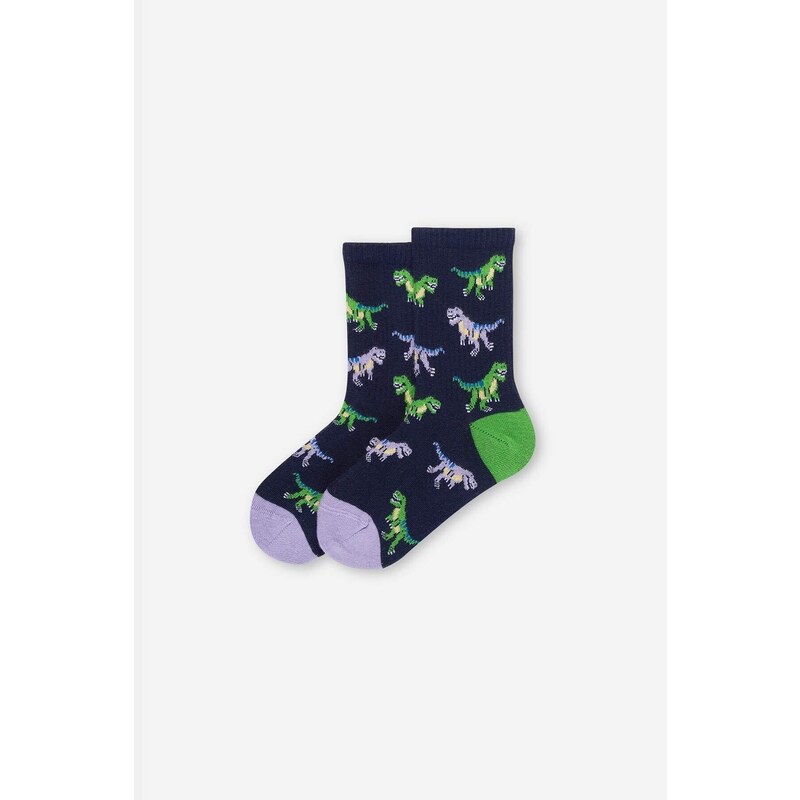 Dagi Navy Blue Boy Dinosaur Patterned Socks