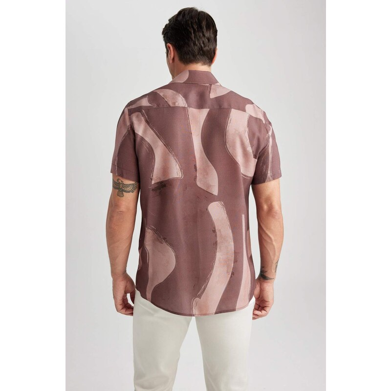 DEFACTO Modern Fit Polo Neck Patterned Fabric Short Sleeve Shirt