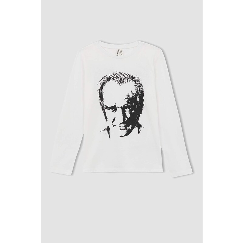 DEFACTO Girls Atatürk Printed Long Sleeved T-Shirt