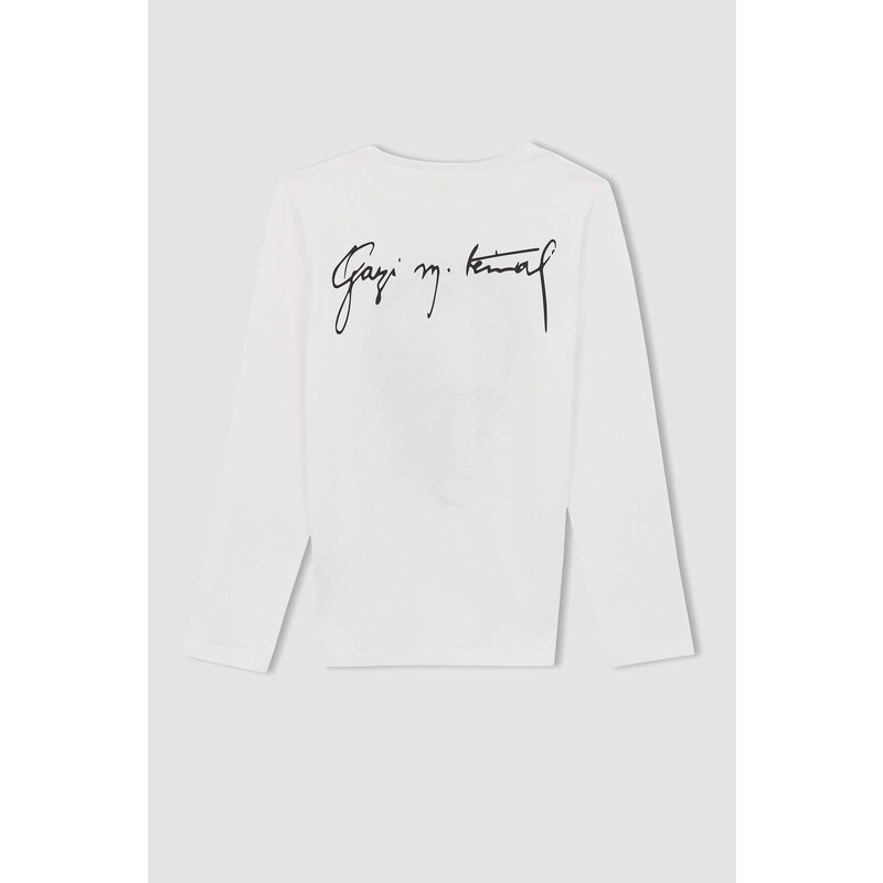 DEFACTO Girls Atatürk Printed Long Sleeved T-Shirt