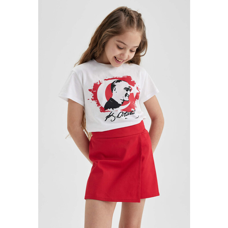 DEFACTO Girls Atatürk Printed Short Sleeve T-Shirt