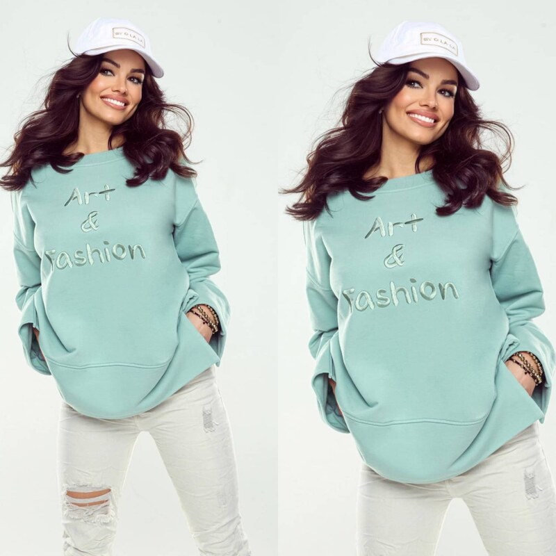 Celadon sweatshirt By o la la cxp1257.fadedgreen